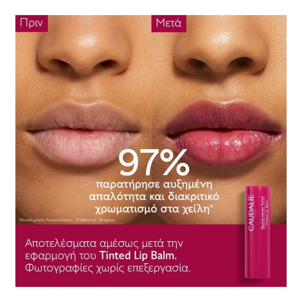 Preview 2 of Caudalie Tinted Lip Balm, Ενυδατικό Στικ για τα Χείλη με Χρώμα & Άρωμα Σμέουρου 4.5gr